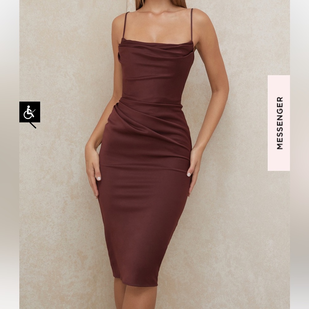 House of CB Raisin Satin Midi Corset Anja Dress